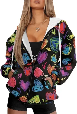 Womens Zip Up Hoodies Long Sleeve Sweatshirts Casual Oversized Fall Outfits Drop Shoulder Outdoor Sweatshirt with Pockets