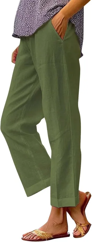 Women'sLounge Pants Women Solid Straight Solid Elastic Pants Long Drawstring Linen Women Lightweight Tapered Lounge Women'sLounge Pants Women Solid Straight Solid Elastic Pants Long Drawstring Linen Women Lightweight Tapered Lounge