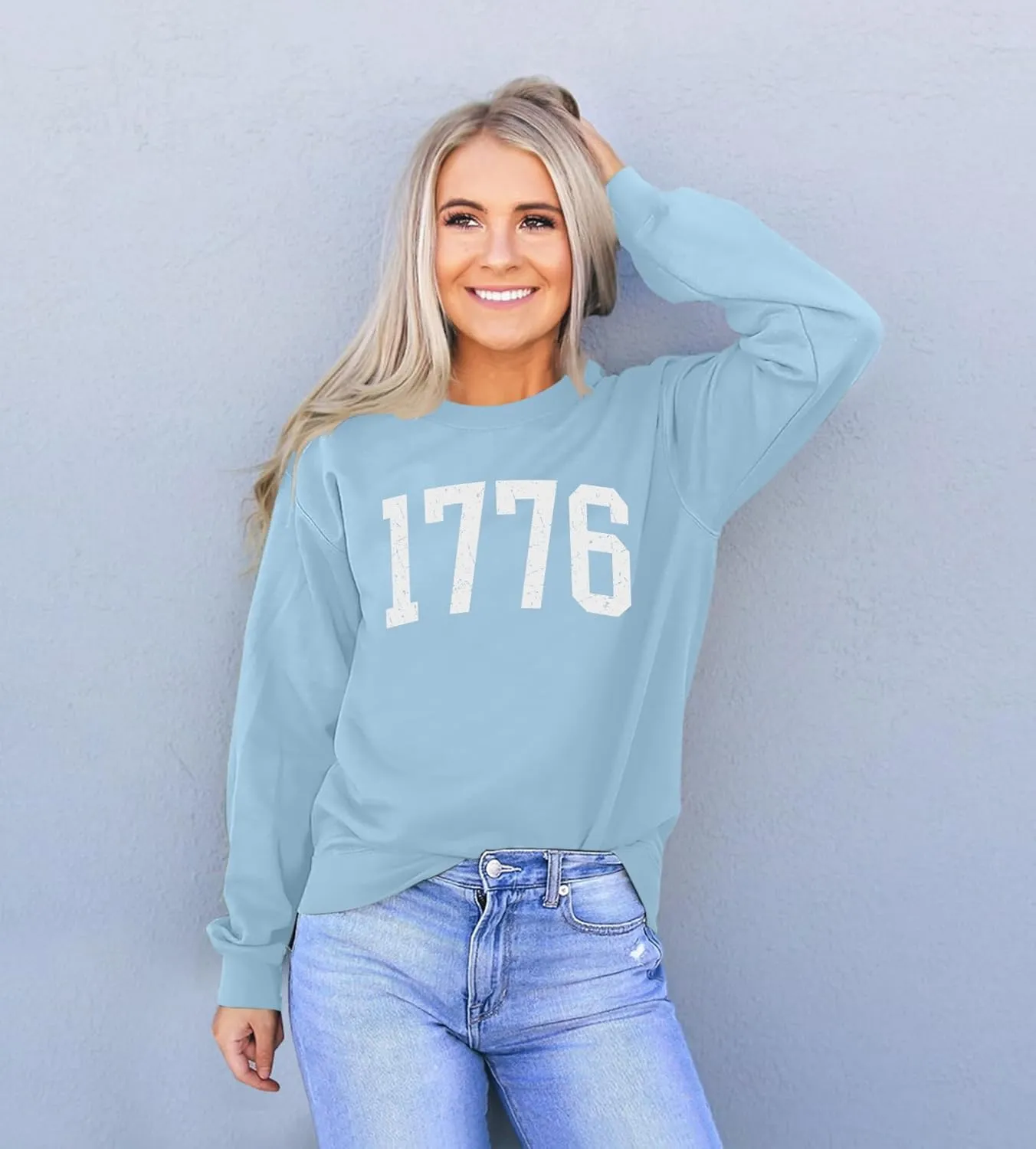 YI XIANG RAN USA Sweatshirt Women: American Shirt 1776 Patriotic TShirt Stars Stripes Glitter Pullover 4th of July Tee Tops