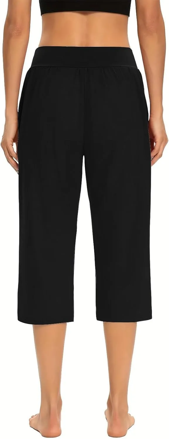 Yoga Capri for Women Loose Fit Comfy High Waisted Cropped Pants Summer Going Out Capris Athletic Sweatpants Pockets