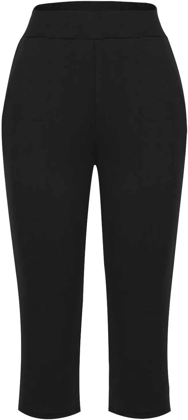 Yoga Capri for Women Loose Fit Comfy High Waisted Cropped Pants Summer Going Out Capris Athletic Sweatpants Pockets