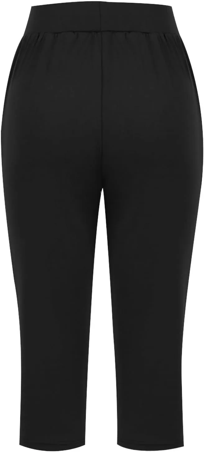 Yoga Capri for Women Loose Fit Comfy High Waisted Cropped Pants Summer Going Out Capris Athletic Sweatpants Pockets