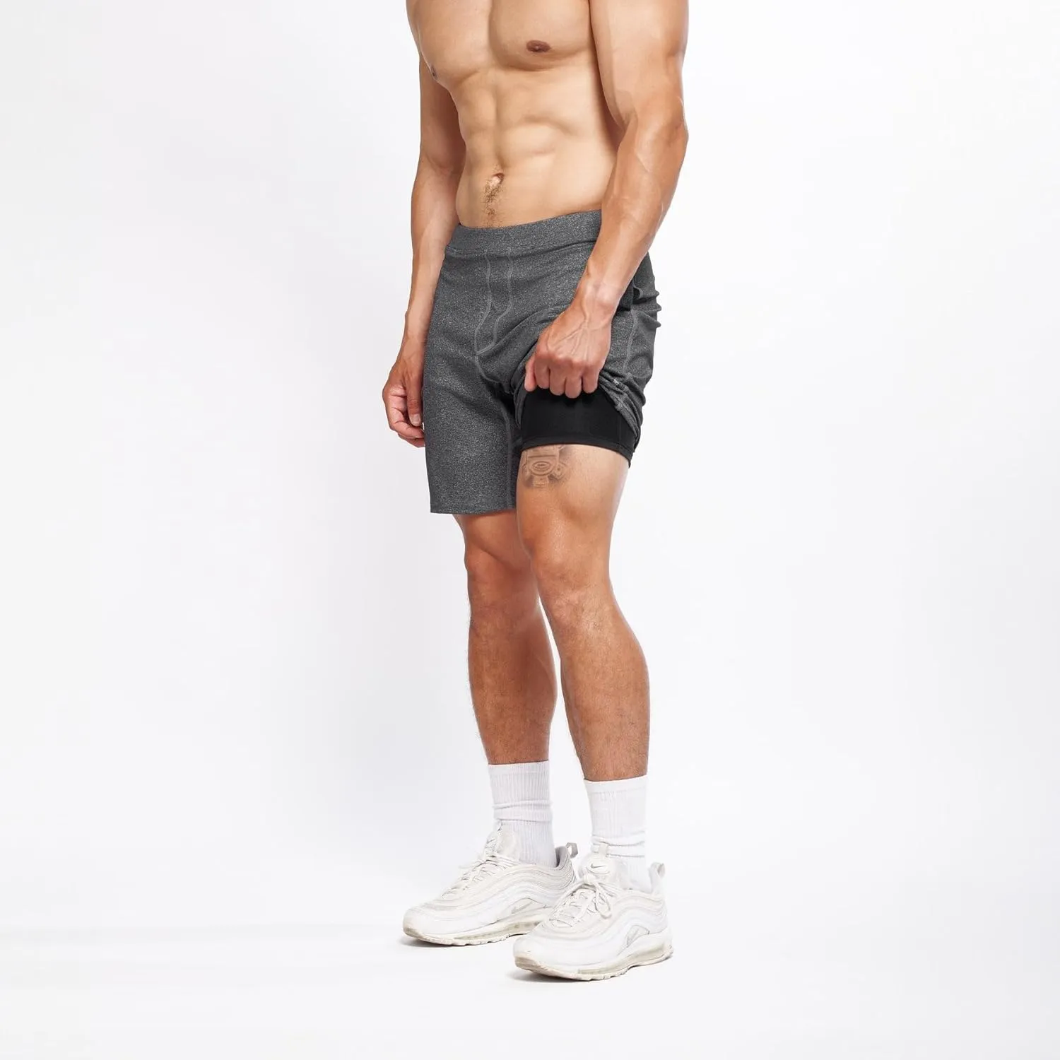 YOGA CROW Men's Swerve Yoga Training Shorts w/Non-Restrictive Inner Liner - 7" Inseam - Workout, Gym, Running, Training