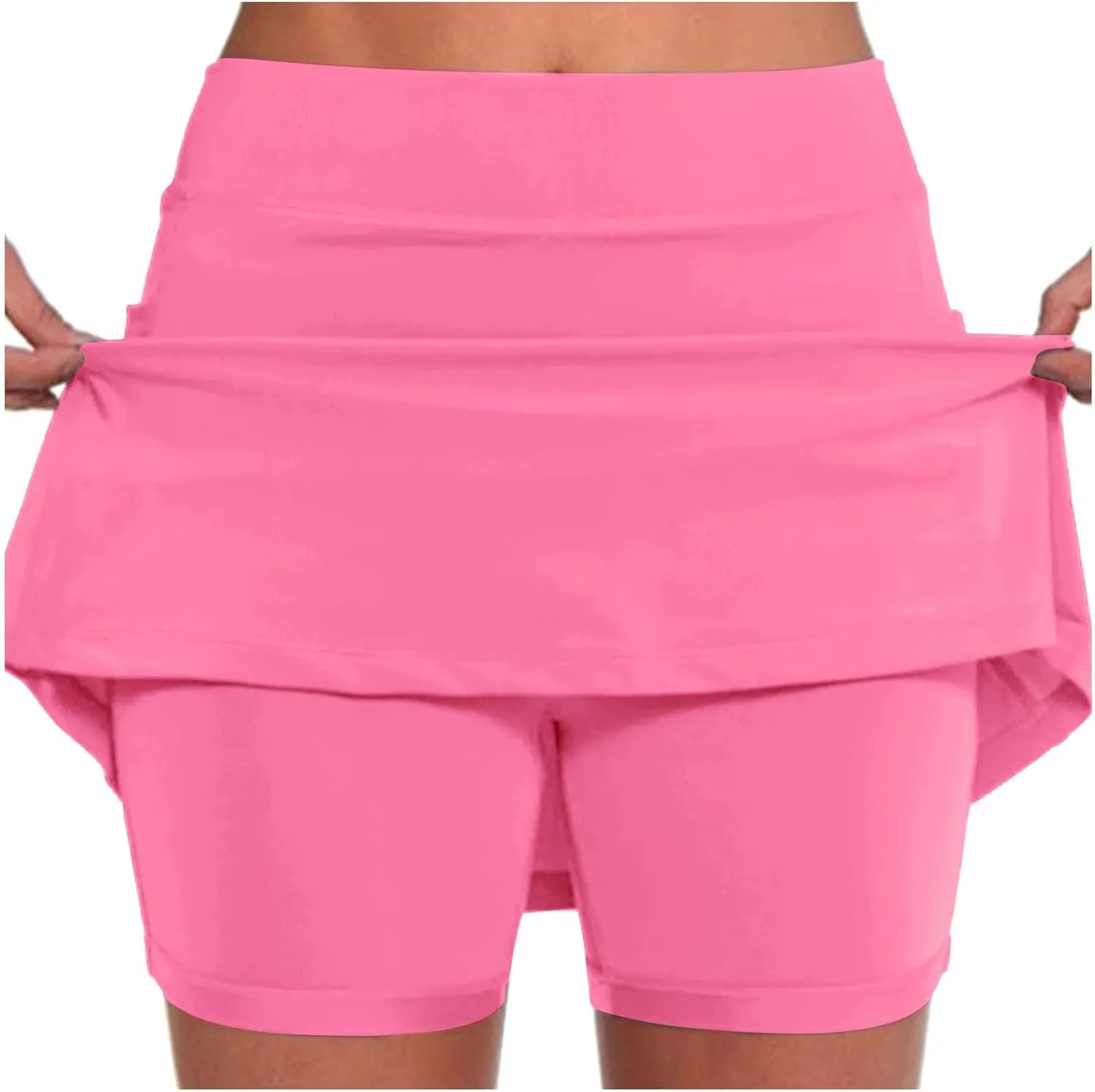 Yoga Skorts for Women Elastic Athletic Tennis Inner Shorts Tummy Control High Waist Strech Sports Skirts with Pockets