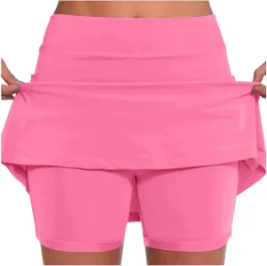 Yoga Skorts for Women Elastic Athletic Tennis Inner Shorts Tummy Control High Waist Strech Sports Skirts with Pockets