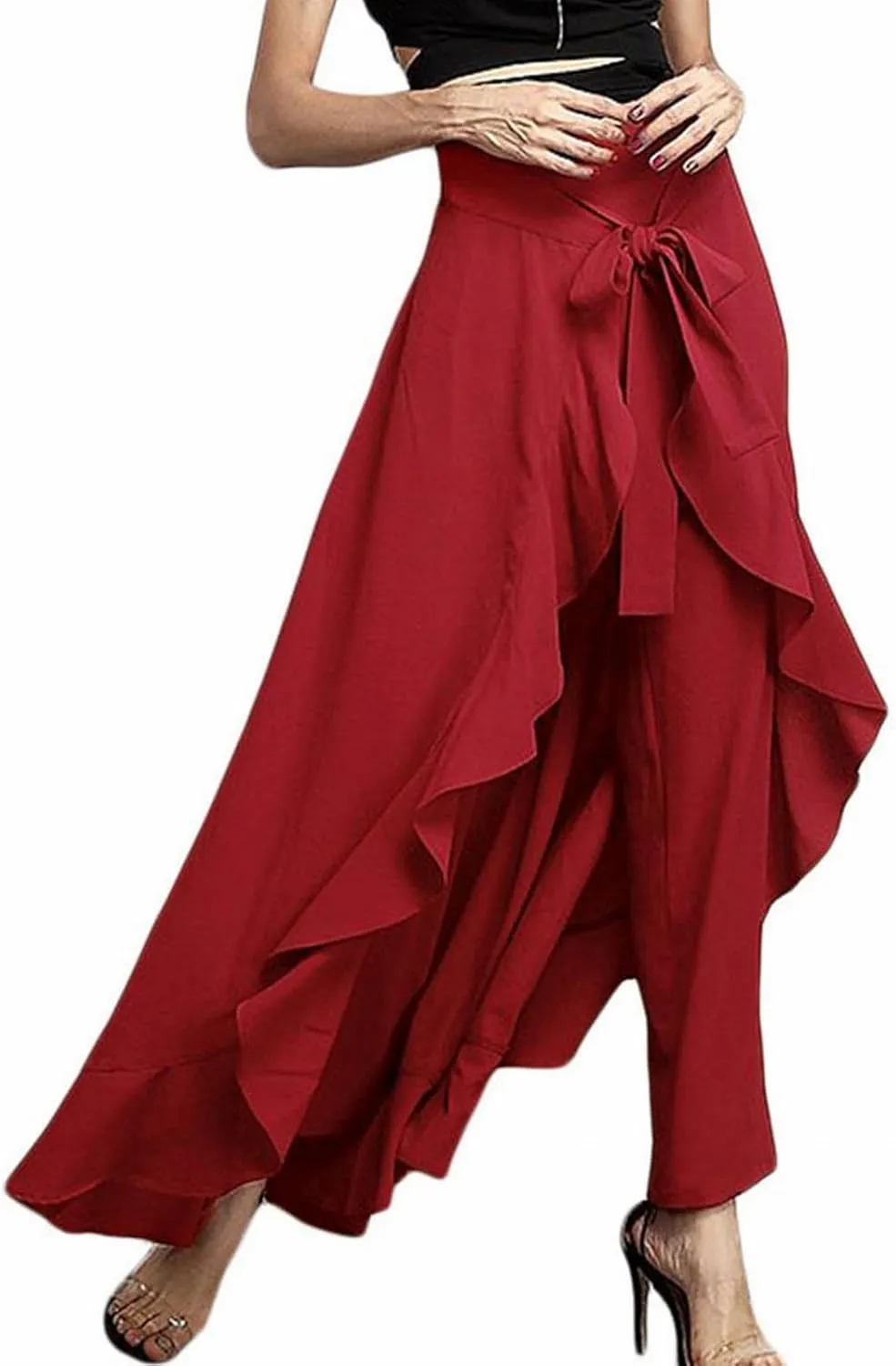 YOLAI Dance Pants for Women Baggy Women's Print Stretch Bell Bottom Flare Palazzo Pants Trousers