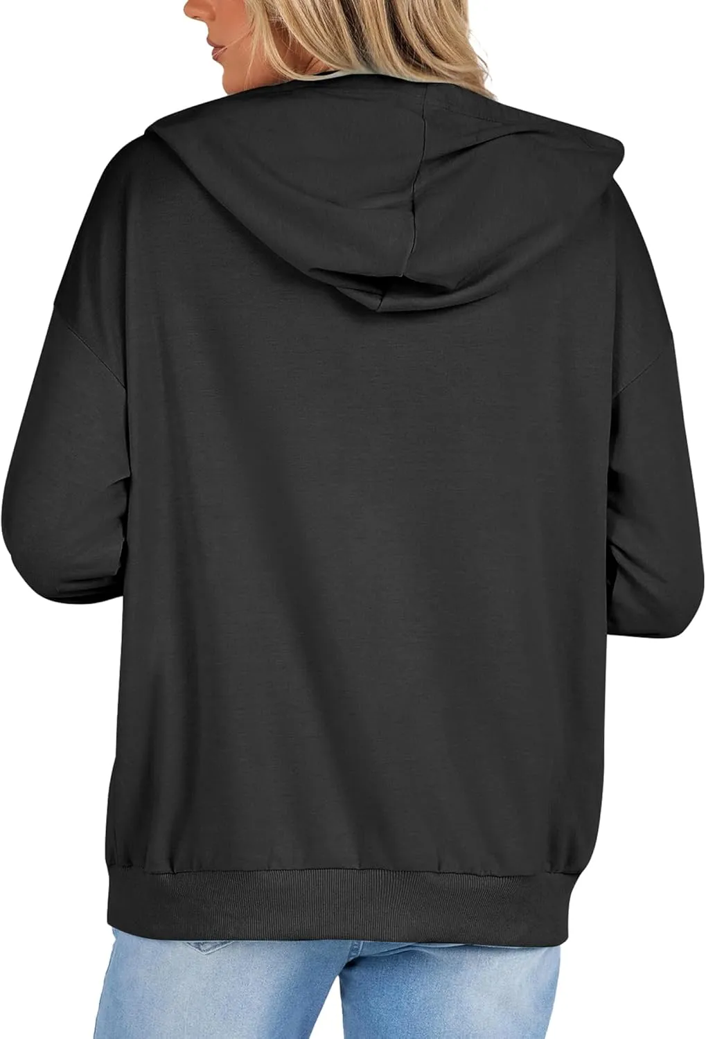 Zeagoo Women's Lightweight Hoodies Full Zip Up Oversized Sweatshirts with Pockets Long Sleeve Thin Casual Hooded Jackets